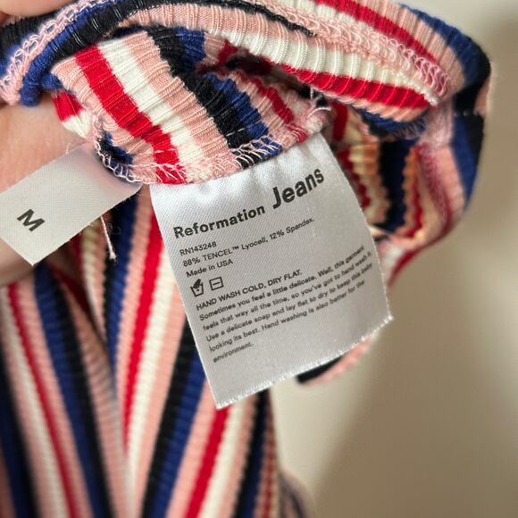 REFORMATION Mod Ribbed Mini Dress Striped Sz M {BB44} - Picture 6 of 6
